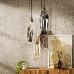 Hanglamp - Mixed Glas - 60x60x180cm - 5-Lichts LED - Cocoon