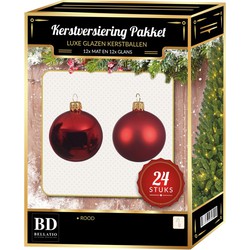 Kerst rode Kerstversiering Kerstballen 24-delig 6 en 8 cm - Kerstbal