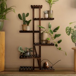 Plantenrek Bloemenrek 75x27,5x140 cm gemaakt van hout met 6 niveaus ML design