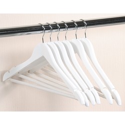 5 Stuks - Luxe FSC® houten kledinghangers - Stevige klerenhangers met broekstang - Kleerhanger - Broekenstang  - 44,5 Cm. Breed