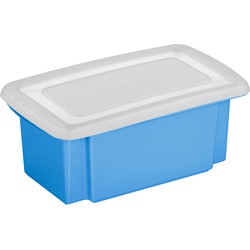 Sunware 1x opslagbox kunststof 7 liter blauw 38 x 21 x 14 cm met deksel - Opbergbox