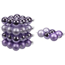 48x stuks glazen kerstballen amethyst paars 6 en 8 cm mat/glans - Kerstbal