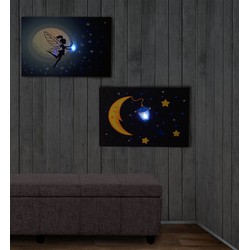 Cosmo Casa Set van 2 LED Afbeeldingen - Canvas Afbeeldingen - Licht Afbeeldingen - Muur Afbeeldingen - Timer - Kinderen - 20 Pixels - 40x60cm