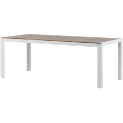 Lasse aluminium tuintafel wit - houten tafelblad - 205 x 90 cm