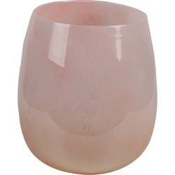 Clayre & Eef Windlicht  Ø 14x16 cm Roze Glas Rond Kaarsenhouder