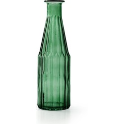 Jodeco Bloemenvaas Marseille - Fles model - glas - groen - H25 x D7 cm - Vazen