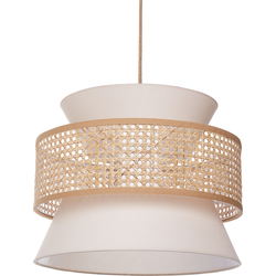 Beliani LUYANO - Hanglamp-Natuurlijk-Polyester, Katoen, Rotan