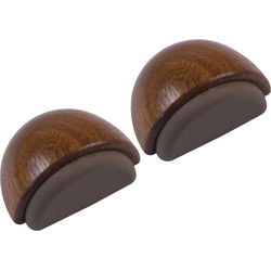 AMIG Deurstop/deurmagneet - 2x - D48mm - zelfklevend - mahonie - houtA  - Deurstoppers