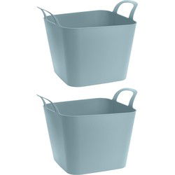 2x stuks flexibele kuip emmers/wasmanden vierkant groen 36 liter - Wasmanden
