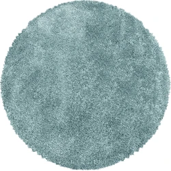 Luna Hoogpolig Effen Blauw vloerkleed - Rond - 80 X 80 CM