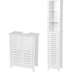 Badkamermeubel-set Santorini - Combinatieset Wastafelonderkast + Kolomkast - Wit