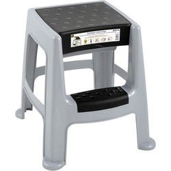 EDA Opstapkrukje - met opbergruimte - grijs - L47xB45xH49 cm - Huishoudkrukjes