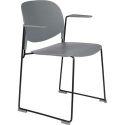 Housecraft Living Stacks Stapelbare Eetkamerstoelen met armleuning Grijs - Set van 4
