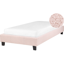 ROANNE - Eenpersoonsbed - Pastelroze - 90 x 200 cm - Bouclé