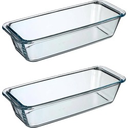 2x stuks ovenschaal rechthoek - Transparant - Geglazuurd glas - 31 x 12 x 7 cm - Ovenschalen