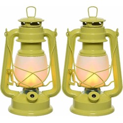 Set van 4x stuks gele camping lantaarn 24 cm vuur effect LED licht - Lantaarns