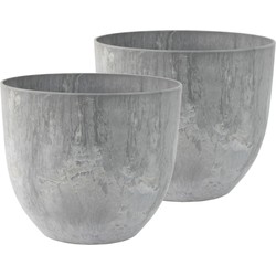 3x stuks bloempot/plantenpot van gerecycled kunststof betongrijs D28 en H24 cm - Plantenpotten