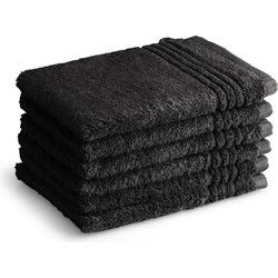 PHLOX Washandjes Set 16x21 cm - 6 stuks - 600 g/m2 Zacht Katoen - Supreme Collectie - Zwart