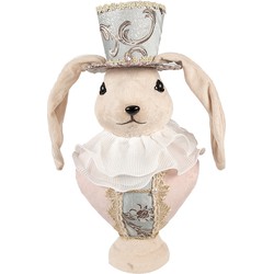 Clayre & Eef Decoratie Beeld Konijn 18x15x39 cm Beige Textiel op Kunststof