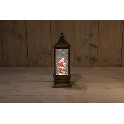 LANTAARN KERSTMAN IN GLITTER WATER LED WARM WIT 13,5X20CM 3XAA EN DC AANSLUITING