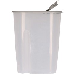 Voedselcontainer strooibus - grijs - 2,2 liter - kunststof - 20 x 9,5 x 23,5 cm - Voorraadpot