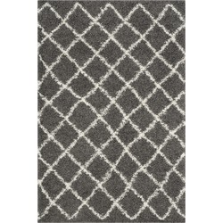 Safavieh Shaggy Indoor Woven Area Rug, Dallas Shag Collection, SGD258, in Dark Grey & Ivory, 155 X 229 cm