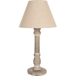Clayre & Eef Tafellamp Ø 23x45 cm Bruin Hout Bureaulamp