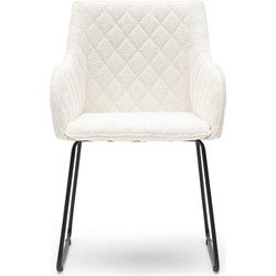 Riviera Maison Frisco Drive Dining Armchair, peluche bouclé, simply white