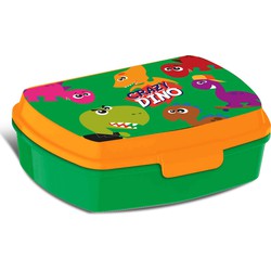 Crazy DinoA broodtrommel/lunchbox voor kinderen - groen - kunststof - 20 x 10 cm - Lunchboxen