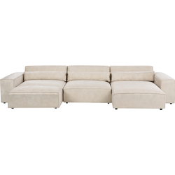 Beliani HELLNAR - Modulaire Sofa-Beige-Fluweel