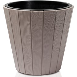 Prosperplast Plantenpot/bloempot Wood Style - buiten/binnen - kunststof - beige - D35 x H32 cm - Plantenpotten