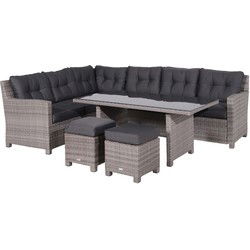 Blue bird lounge-diningset - 5-delig - links - grey - reflex black