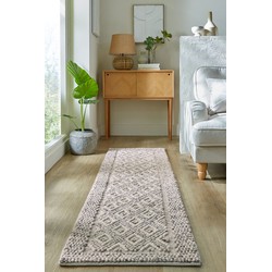 Loper - Minerals Diamond vloerkleed - Laagpolig - Wol - Bolletjes Designer Modern - Grijs - 60 x 230 cm