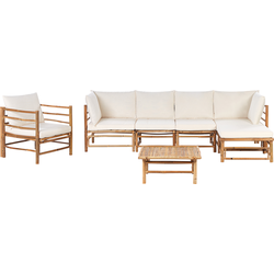 CERRETO - Loungeset 6-zits - Gebroken wit - Bamboehout