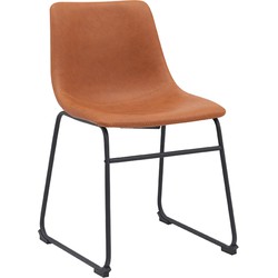 LABEL51 Eetkamerstoel Risto - Cognac - PU-Leder - Black Frame