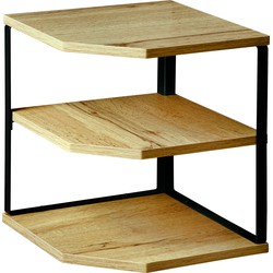 Kesper Keuken aanrecht hoek etagere - 2 niveaus - hout/metaal - organizer - 26 x 26 x 28 cm - Keukenhulphouders