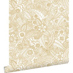 ESTAhome behang bloemtekeningen goud - 53 cm x 10,05 m - 139549