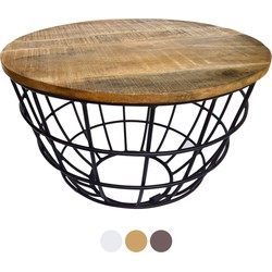 SVJ Salontafel Rond - 75 x 75 x 47 cm - Metaal - Zwart/Bruin