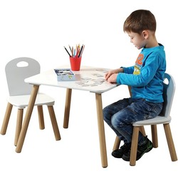 Mdf Kindertafel SET met 2 Stoelen | FSC Goedgekeurde Zitgroep | Houten Tafel, Inclusief 2x kinderstoel | Afm: Tafel 55 x 45 x 55 Cm. | Afm: Stoel 27 x 53 x 27 Cm. | 3 - Delige SET | Kleur: WIT