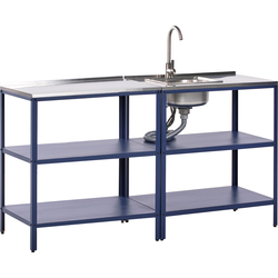 VILAMA - Tuin kookeiland set - Blauw - 2-delig - RVS