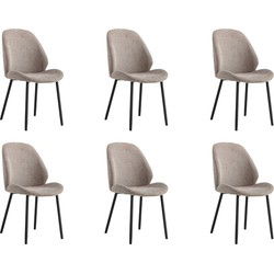 QUVIO Eetkamerstoelen Lola - Polyester - Staal - Grijs - Set van 6