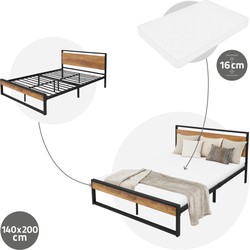 ML-Design metalen bed zwart, 200x140 cm, gemaakt van stalen frame