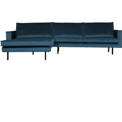 BePureHome Rodeo Chaise Longue Links - Velvet - Blauw - 85x300x86/155