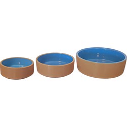 Hondeneetbak steen 15 cm beige/blauw