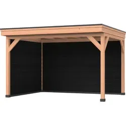 Douglas DIY overkapping, 400 x 300, met achterwand en zijwand, Westwood, zwart gespoten