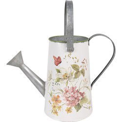 Clayre & Eef Decoratie Gieter Wit Metaal Bloemen