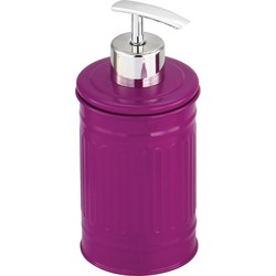 MSV Zeeppompje/dispenser - Industrial - metaal - paars - 7.5 x 17 cm - 250 ml - Zeeppompjes