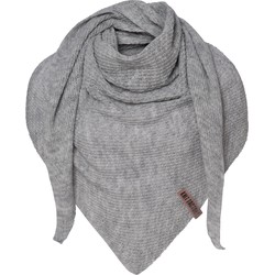 Knit Factory Gina Gebreide Omslagdoek - Driehoek Sjaal Dames - Licht Grijs - 190x85 cm