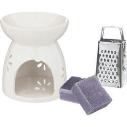 Amberblokjes/geurblokjes cadeauset - lavendel - inclusief geurbrander en mini rasp - Geurbranders