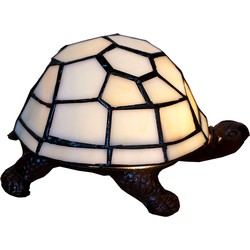 LumiLamp Tiffany Tafellamp Schildpad 22x18x16 cm  Beige Glas Tiffany Lampen